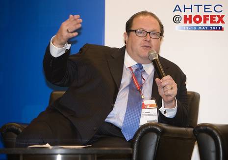 Frank Wolfe moderating a session at AHTEC Hong Kong, May 2011