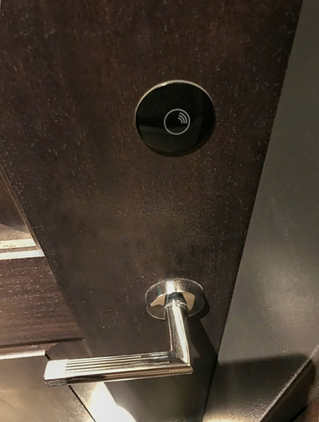 Custom-designed VingCard Essence door locks alongside VingCard Signature RFID locks at the Four Seasons Hotel One Dalton Street, Boston