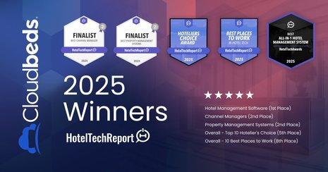 Cloudbeds named Best Hotel Management Software in the 2025 HotelTechAwards
